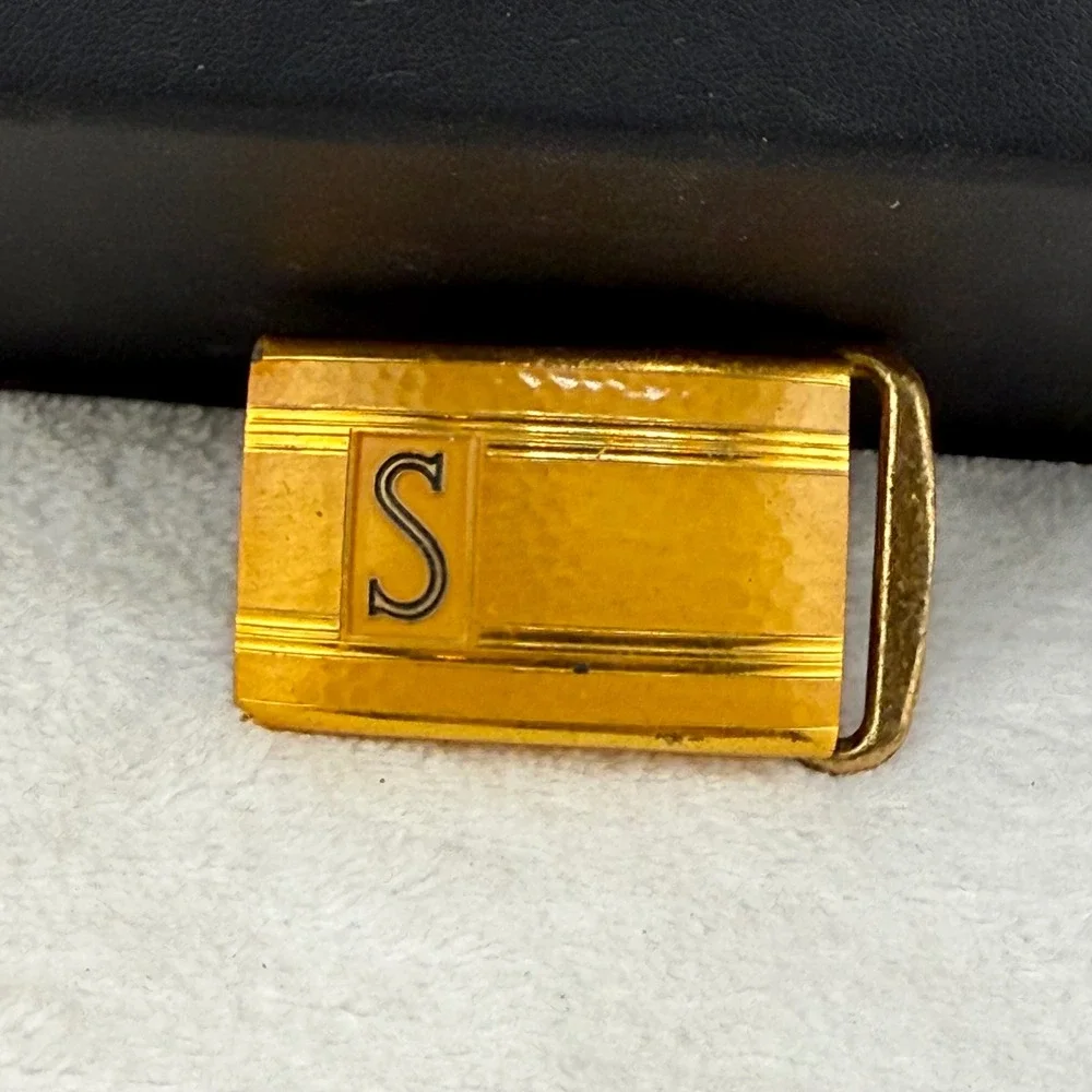 Vintage Hickok Belt Buckle Gold Tone Initial S Monogram